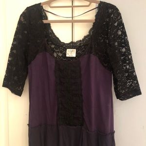 Free People Black Lace Purple Top